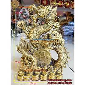 Mua Tượng Rồng Cuộn Tiền Bằng Đồng Vàng Nguyên Chất Kích Thước 18x9x25cm  Nặng 2 4kg - Đồ Thờ Hiên Lượng