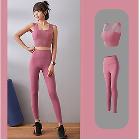 Bộ Đồ Tập Gym, Yoga Nữ 2 Món - Quần Áo Tập Gym Nữ Áo Bra Có Mút Đệm Và Quần Dài