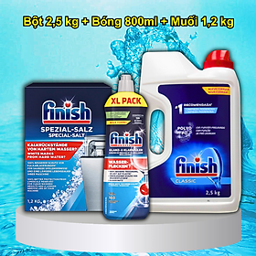 Bột rửa bát Finish 2,5kg + muối 1,2kg + bóng 750ml ( Hàng chính hãng )