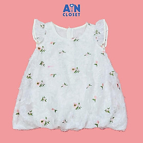 Đầm bé gái hoạ tiết Hoa Hồng Voan thêu trắng - AICDBGEXJWVG - AIN Closet