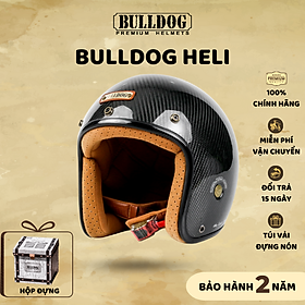 Mũ Bảo Hiểm 3/4 Cổ Điển BULLDOG Heli Carbon