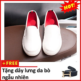 Giày Slip On Nam Aroti Đế Khâu Chắc Chắn Phong Cách Đơn Giản Màu Trắng - M498-TRANG(TL)-TRANG