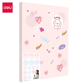 File Lá Học Sinh A4 Deli - 30/40 Lá - Xanh Dương/Hồng/Trắng - 1 Chiếc - 72493 / 72494