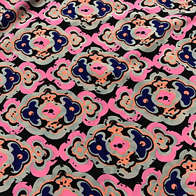 Vải lụa giấy mềm mỏng siêu mát co giãn 2 chiều họa tiết hồng neon