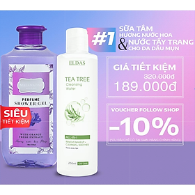 BỘ QUÀ TẶNG SỮA TẮM THƠM LÂU HƯƠNG NƯỚC HOA MALANAONE 330ML VÀ NƯỚC TẨY TRANG CHIẾT XUẤT TRÀM TRÀ ELDAS 250ML