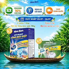 Combo 3 Hộp Bột Vệ Sinh Máy Giặt Mao Bao 306g - Loại Bỏ Cặn Bẩn, Khử Mùi Cho Máy Giặt Cửa Trên/Trước
