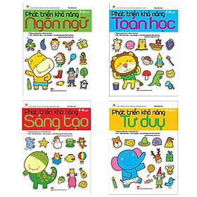 Hình ảnh Combo 4 Cuốn Sách Phát Triển Khả Năng Cho Bé (4 - 6 Tuổi): Sáng Tạo + Tư Duy + Ngôn Ngữ + Toán Học (Tặng Kèm Bookmark Happy Life)