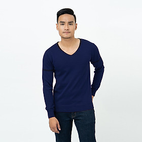 Áo len nam dài tay cổ tim màu xanh đen NOVELTY 180572I