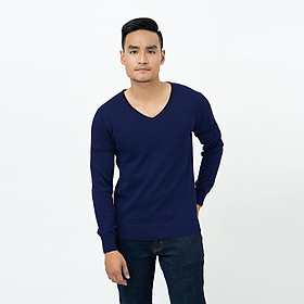 Áo len nam dài tay cổ tim màu xanh đen NOVELTY 180572I