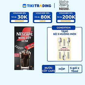 [Tặng 2 Hộp Sữa Gấu] Nước cốt cà phê NESCAFÉ - CÀ PHÊ ĐEN ĐÁ (hộp 5 gói x 75ml)