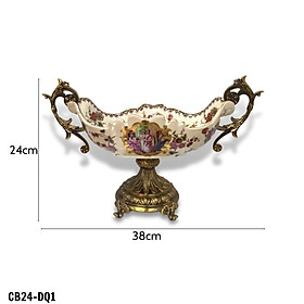 Mẫu đĩa đựng hoa quả họa tiết hình Châu Âu mang phong cách tân cổ điển sang trọng CB24-DQ1