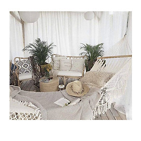 Mua Võng Lưới Thanh Gỗ Tua Rua Boho Trang Trí Ngoài Trời Trang Trí Ngoài Biển 200x100cm