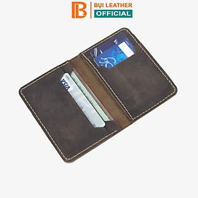 Hình ảnh Ví đựng thẻ da bò sáp ngựa điên Crazyhorse V117 cao cấp, card holder da thật, đường chỉ may tinh tế, ví mini nam nhỏ gọn, đựng thẻ tiện lợi, fullbox, thương hiệu Bụi leather chuyên đồ da thật