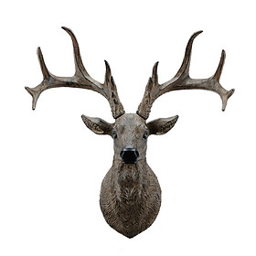 Deer Head Figurine Wall Mount Artwork Antlers for Living Room Office Gallery