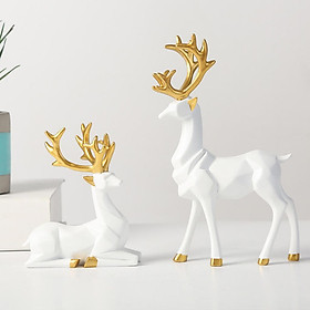 2x Resin Deer Figurine Statue Home Living Room Decor Crafts Sculpture Gifts