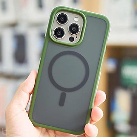 Ốp lưng nhám chống sốc cho IPhone 15 Pro Max, 15 Pro , hiệu WIWU hỗ trợ sạc không dây chống bám bẩn - Hàng chính hãng - Rêu, Rêu