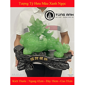 Tượng Phong Thủy Decor Tỳ Hưu PT-36 Màu Xanh Ngọc - Chiêu Tài Tịch Tà -  Mang Lại May Mắn ,Phát Tài, Phát Lộc - Có Video