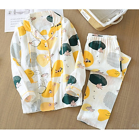 Bộ đồ bầu, sau sinh cho con bú, Pijama thô đũi cực mát PIG 2 MÀU