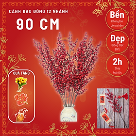 Hoa Giả Hoa Lụa - CÀNH ĐÀO ĐÔNG CAO 98CM CAO CẤP