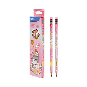 Hộp 12 bút chì gỗ Deli có tẩy Comiko-miYou C012-2B