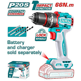 Mua MÁY KHOAN BÚA KHÔNG CHỔI THAN DÙNG PIN 20V (KHÔNG KÈM PIN & SẠC) 66NM TOTAL TIDLI206681 - HÀNG CHÍNH HÃNG