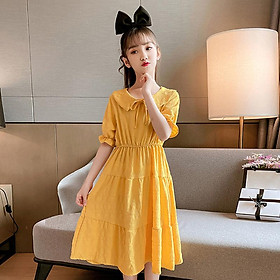 SHUANGYAN Cô gái mùa hè búp bê cổ áo đầm cha con ăn mặc công chúa nàng tiên váy trẻ em trung bình dài váy trẻ em trung bình