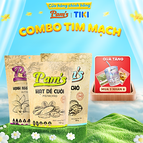 COMBO Chăm Sóc Tim Mạch - Hạt Óc Chó Chile (500g) + Hạnh Nhân Rang Bơ(500g) + Hạt Dẻ Cười(180g) Pam's