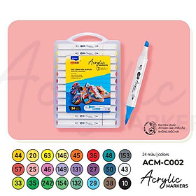 Hộp 24 Bút Lông Màu 2 Đầu Thiên Long Acrylic Markers ACM-C002