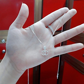 Dây chuyền bạc liền mặt đính đá cao cấp  YN JEWELRY