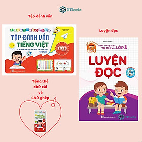 Sách - Combo 2 cuốn Tập Đánh Vần Tiếng Việt 4-6 tuổi và Luyện Đọc - Sách có mã QR quét ra File Nghe