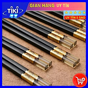 Combo 10 Đôi Đũa Chất Liệu Sợi Thủy Tinh Mạ Vàng Hổ Phách Cao Cấp