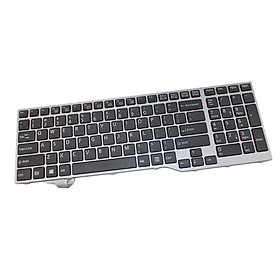 US English Keyboard Silver Frame for Fujitsu Lifebook E753 E754 E756 Desktop