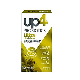 UP4 Ultra High Potency Probiotic Supplement | Powerful Immune + Digestive Support | 50 Billion CFUs Guaranteed | Non-GMO, Gluten Free, Vegan | 30 Vegetarian Capsules