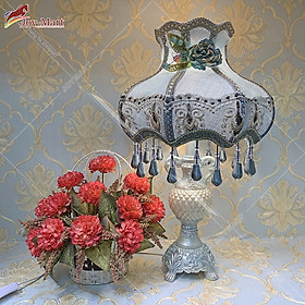 Mua Đèn Để Bàn Tân Cổ Điển Trang Trí Phòng Ngủ Sang Trọng Quý Phái Chao Vải Hoa Văn Sắc Nét MB8091B