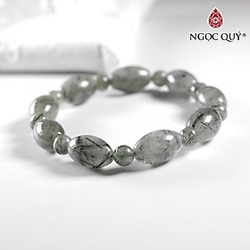 Vòng tay đá thạch anh tóc xanh 10x14mm mệnh hỏa, mộc - Ngọc Quý Gemstones