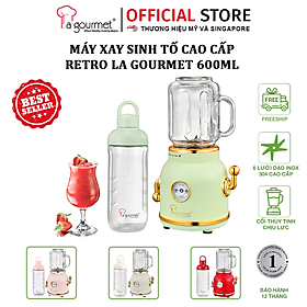 [ Hàng chính hãng] Máy xay sinh tố mini cối thủy tinh chịu lực Retro La gourmet - Đỏ -400925