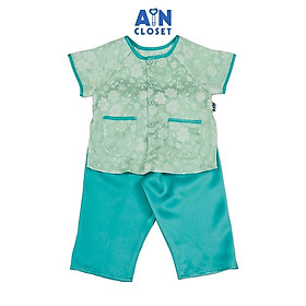 Bộ quần áo Bà Ba Dài tay ngắn bé gái họa tiết Hoa Cúc Xanh Ngọc Gấm Lụa - AICDBGV96PAY - AIN Closet