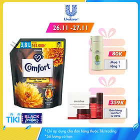 Nước Xả Làm Mềm Vải Comfort Chăm Sóc Chuyên Sâu Hương Nước Hoa Thiên Nhiên Sophia túi 3.8L