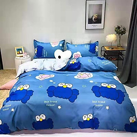 Bộ chăn ga gối cotton PL1 - Cua Xanh - Tặng 01 móc khóa Houston