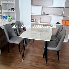 Mua Bộ bàn ăn chân trụ 1m2 + 4 ghế Monet Ko Tay mặt đá ceramic  Thương hiệu Nội Thất Bình Long