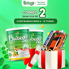(Tặng bộ đồ chơi ô tô) Combo 2 lon sữa mát tăng cân, cải thiện biếng ăn Babego 0-12 tháng