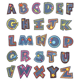 26Pc Set Alphabet English Letters Patch Iron On Embroidery Applique Sewing DIY
