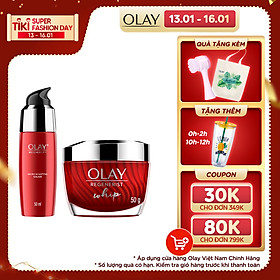 Bộ 2 sản phẩm chống lão hóa hoàn hảo OLAY Regenerist Advance Anti Aging: 1 Kem dưỡng ẩm Whips 50g + 1 Serum