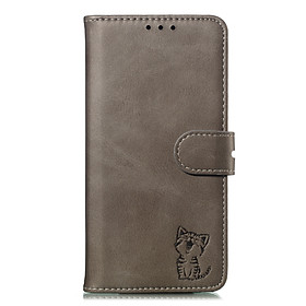 For Huawei Honor 8X Wallet-type Cute Cartoon Embossed Happy Cat PU Leather Protective Phone Case with Buckle & Bracket