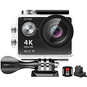 Camera hành động 4K camera chống nước 16MP góc rộng 170 ° Ultra HD WiFi Cycling Outdoor Sports Camera có màu từ xa: màu đen