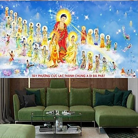 Mua Tranh thêu Tây Phương Thánh Chúng LV3165 - kích thước: 113 * 63cm. (TRANH CHƯA LÀM)