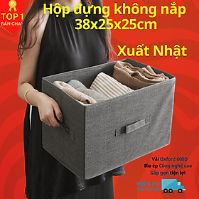 Hộp vải đựng đồ đa năng xuất Nhật không nắp kích thước 38x25x25cm , Hộp vải đựng đồ TD2 sang trọng - Hàng cao cấp chính hãng D Danido - 1c_TD2_Không Nắp_Xám Ghi