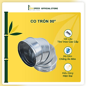 ASIA GREEN - Co Tròn 90°, Chuyển Hướng Gió, Tôn Mạ Kẽm, Chống Ăn Mòn, Độ Dày 0.58mm (Giá bao gồm VAT)