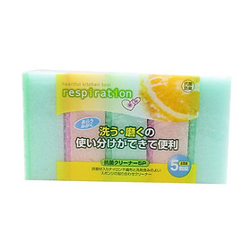 Mua Set 5 Miếng Mút Xốp Rửa Bát  Nồi  Chén 1 Mặt Ráp (made in Japan) Hàng Nhật