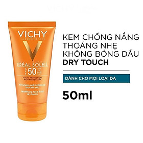 Kem Chống Nắng Không Gây Nhờn Rít Không Màu SPF50 Vichy Capital Soleil SPF50 Face Dry Touch (50ml) -100516689